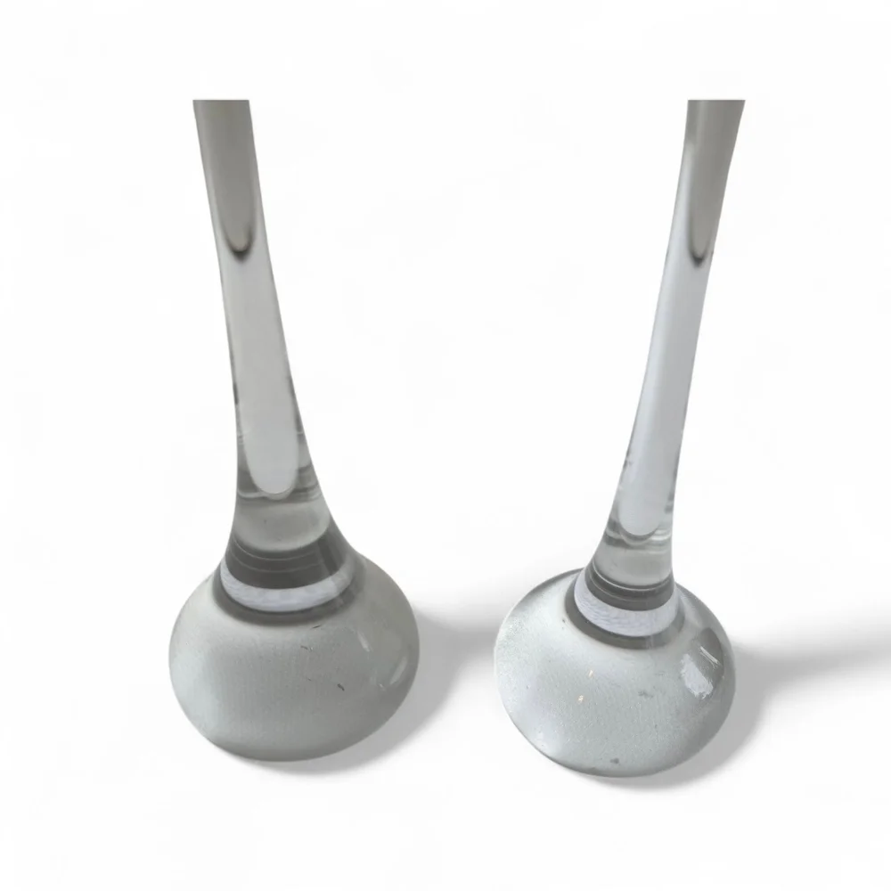 Vintage Rosenthal Crystal Tulipa Smoke Candlesticks – Set of 2 (10" & 12.5") - Picture 4 of 7